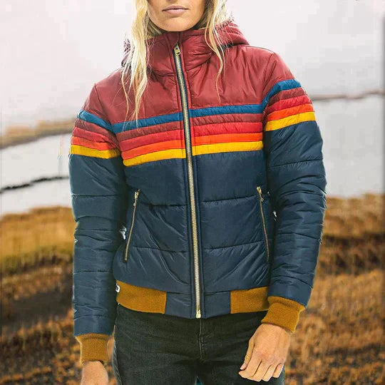 Casey™ - Damen Regenbogen-Turtleneck-Pufferjacke