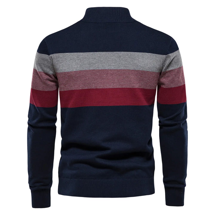 Herren pullover Herbst und Winter halbhoher Kragen farblich passender Streifen pullover Herren Business Casual hochwertige Strickwaren